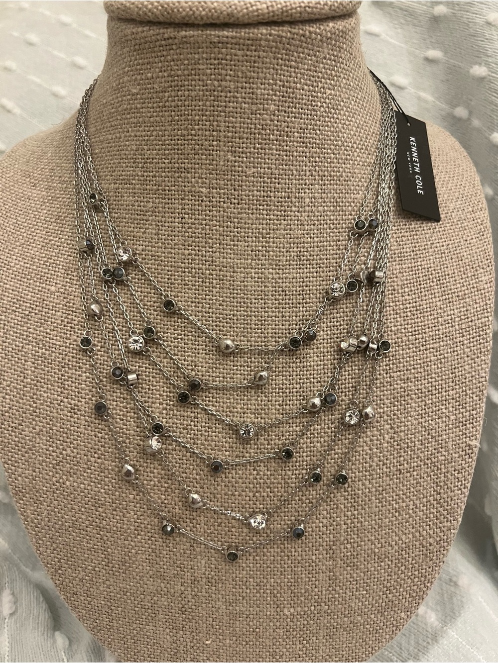 Kenneth Cole New York Silver and Black Crystal Necklace